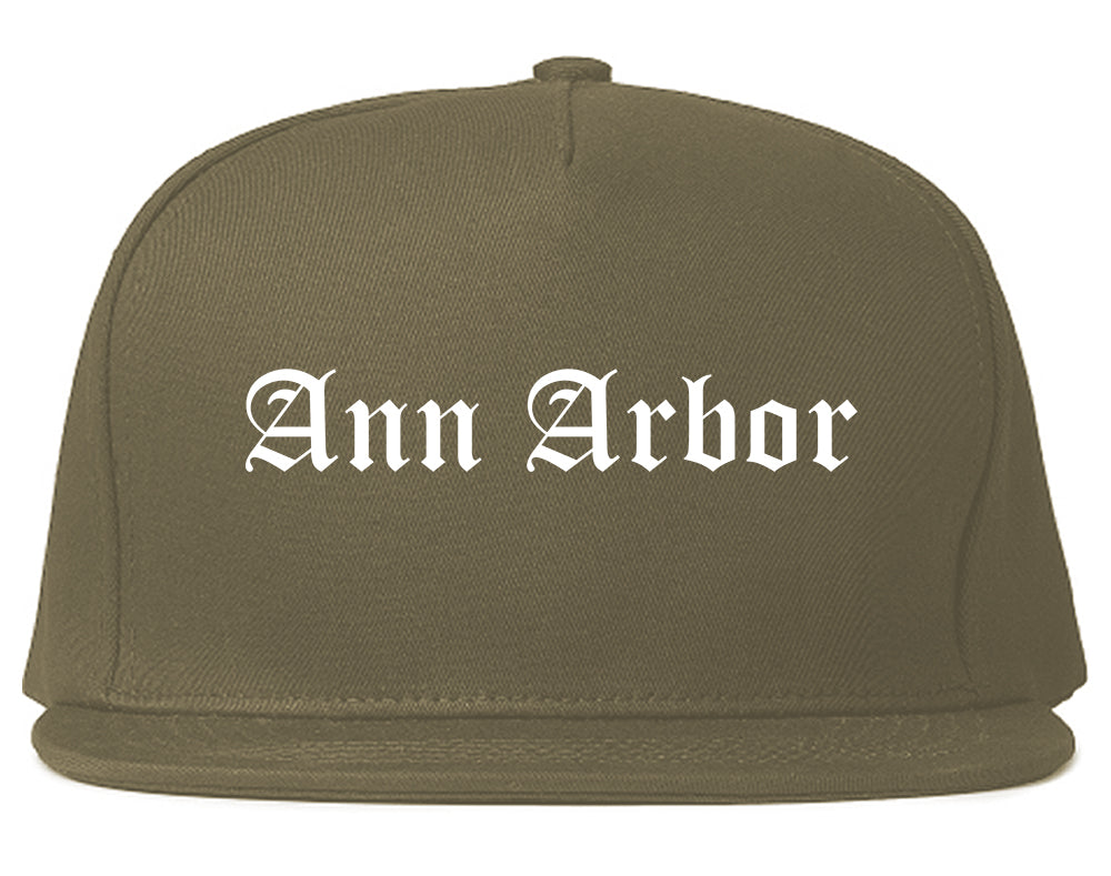 Ann Arbor Michigan MI Old English Mens Snapback Hat Grey