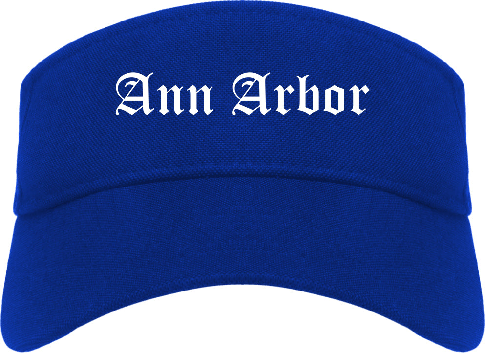 Ann Arbor Michigan MI Old English Mens Visor Cap Hat Royal Blue