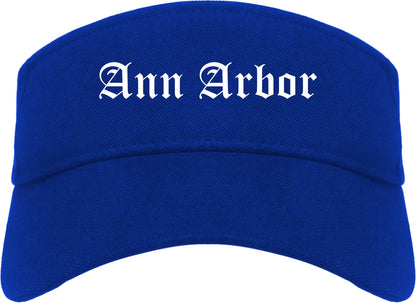 Ann Arbor Michigan MI Old English Mens Visor Cap Hat Royal Blue