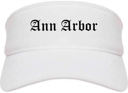 Ann Arbor Michigan MI Old English Mens Visor Cap Hat White