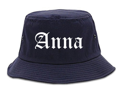 Anna Illinois IL Old English Mens Bucket Hat Navy Blue