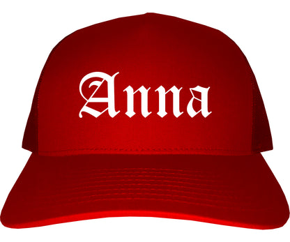Anna Illinois IL Old English Mens Trucker Hat Cap Red