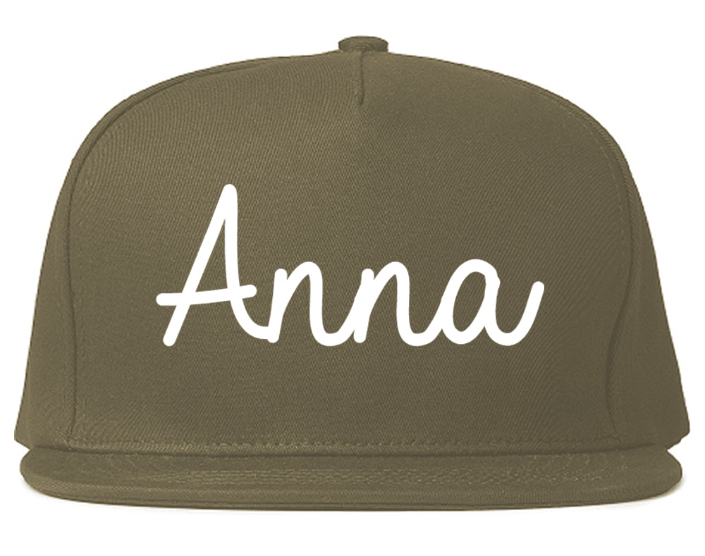 Anna Illinois IL Script Mens Snapback Hat Grey
