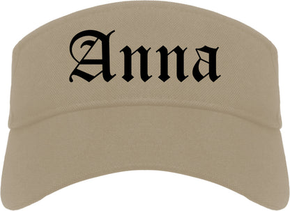 Anna Illinois IL Old English Mens Visor Cap Hat Khaki