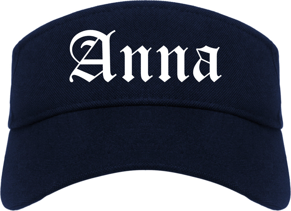 Anna Illinois IL Old English Mens Visor Cap Hat Navy Blue