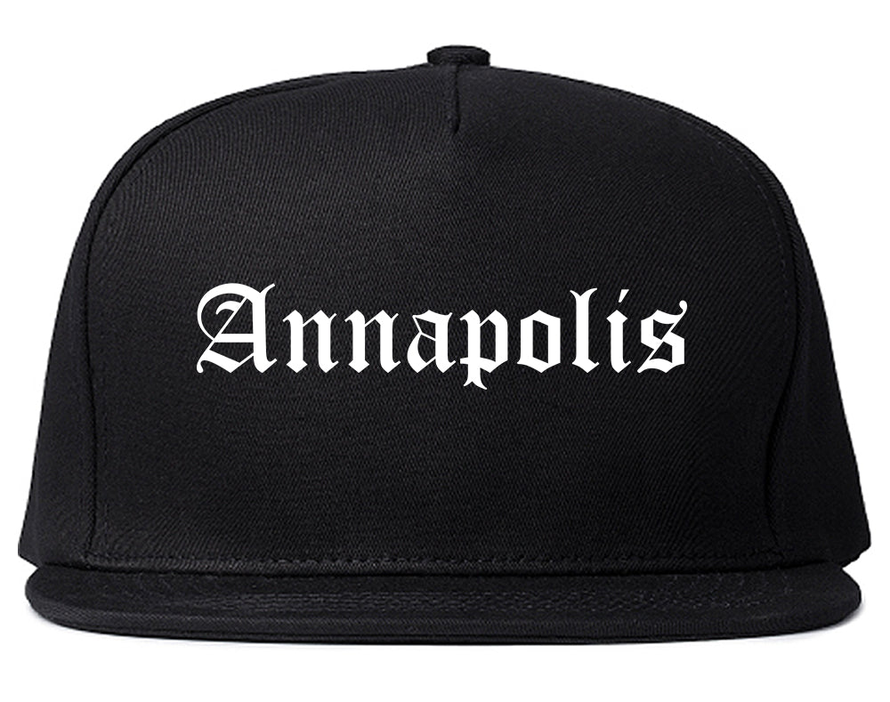 Annapolis Maryland MD Old English Mens Snapback Hat Black