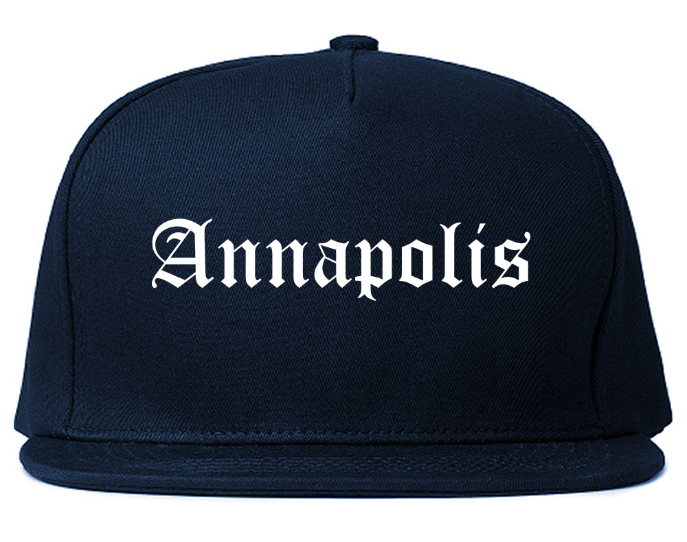 Annapolis Maryland MD Old English Mens Snapback Hat Navy Blue