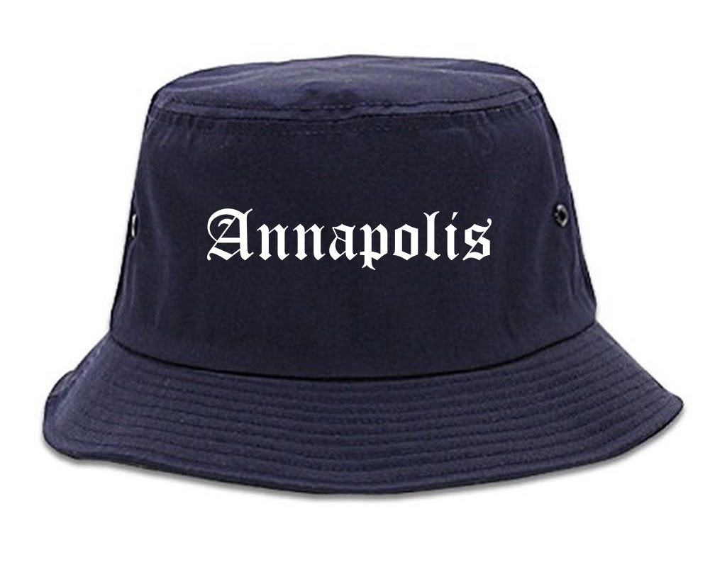 Annapolis Maryland MD Old English Mens Bucket Hat Navy Blue
