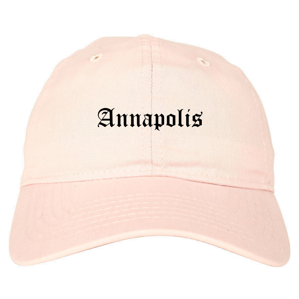 Annapolis Maryland MD Old English Mens Dad Hat Baseball Cap Pink