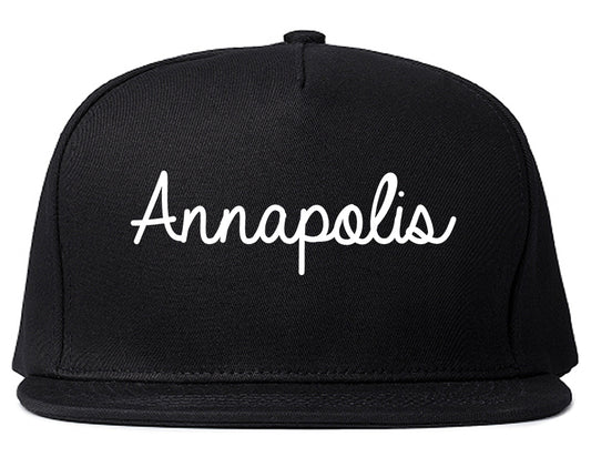 Annapolis Maryland MD Script Mens Snapback Hat Black