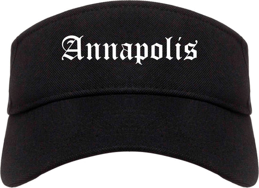 Annapolis Maryland MD Old English Mens Visor Cap Hat Black