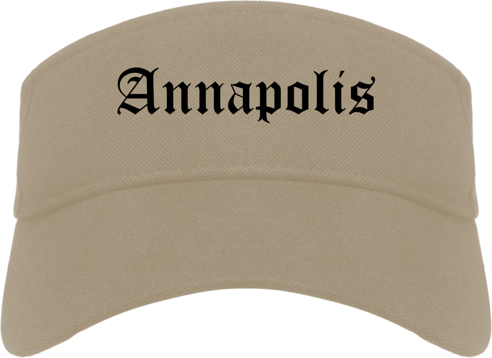 Annapolis Maryland MD Old English Mens Visor Cap Hat Khaki