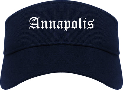Annapolis Maryland MD Old English Mens Visor Cap Hat Navy Blue