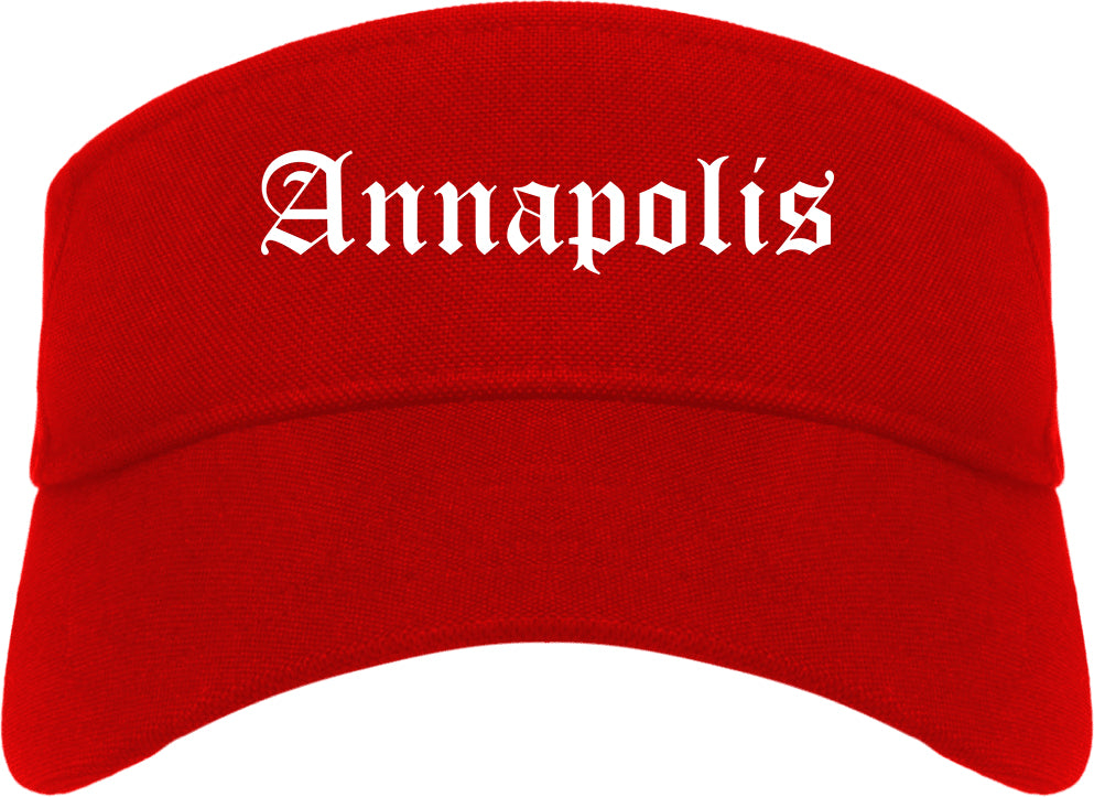 Annapolis Maryland MD Old English Mens Visor Cap Hat Red