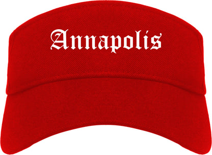 Annapolis Maryland MD Old English Mens Visor Cap Hat Red