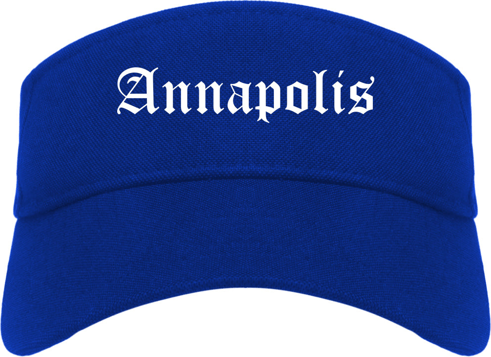 Annapolis Maryland MD Old English Mens Visor Cap Hat Royal Blue