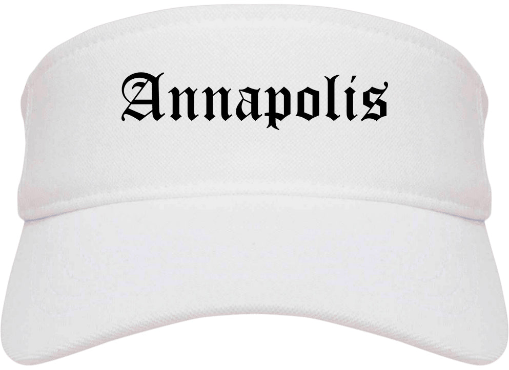 Annapolis Maryland MD Old English Mens Visor Cap Hat White