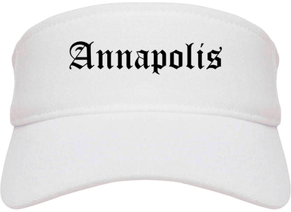 Annapolis Maryland MD Old English Mens Visor Cap Hat White