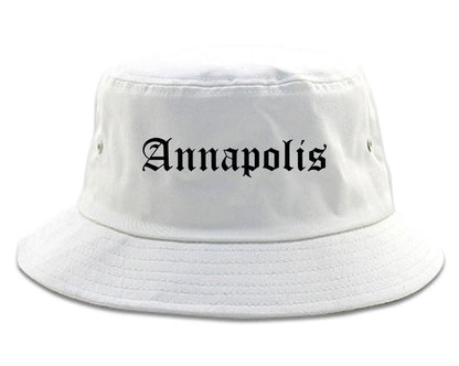 Annapolis Maryland MD Old English Mens Bucket Hat White