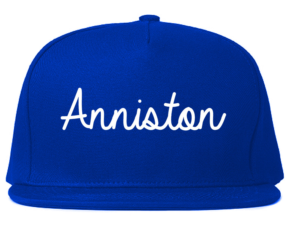 Anniston Alabama AL Script Mens Snapback Hat Royal Blue