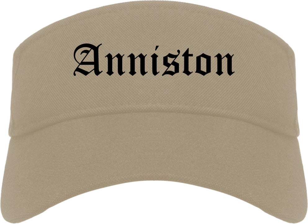 Anniston Alabama AL Old English Mens Visor Cap Hat Khaki
