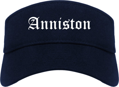 Anniston Alabama AL Old English Mens Visor Cap Hat Navy Blue
