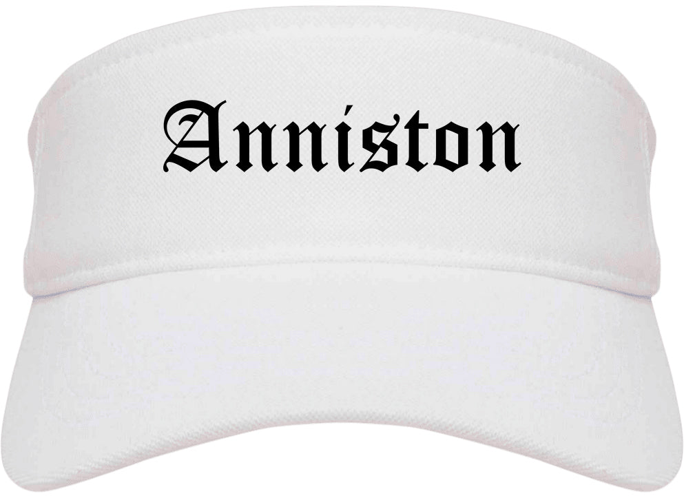 Anniston Alabama AL Old English Mens Visor Cap Hat White