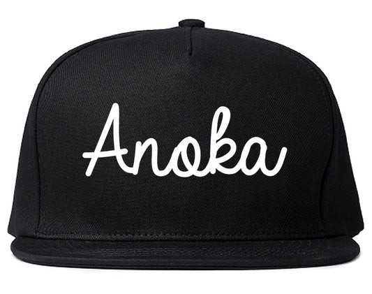 Anoka Minnesota MN Script Mens Snapback Hat Black