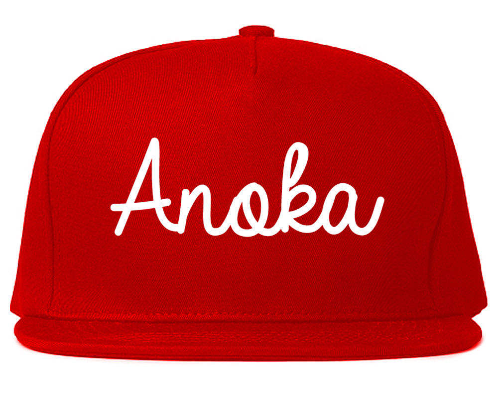 Anoka Minnesota MN Script Mens Snapback Hat Red