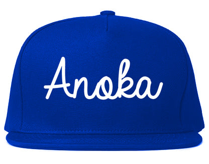 Anoka Minnesota MN Script Mens Snapback Hat Royal Blue