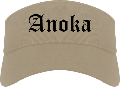 Anoka Minnesota MN Old English Mens Visor Cap Hat Khaki