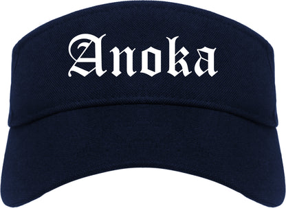 Anoka Minnesota MN Old English Mens Visor Cap Hat Navy Blue