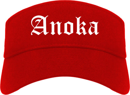Anoka Minnesota MN Old English Mens Visor Cap Hat Red