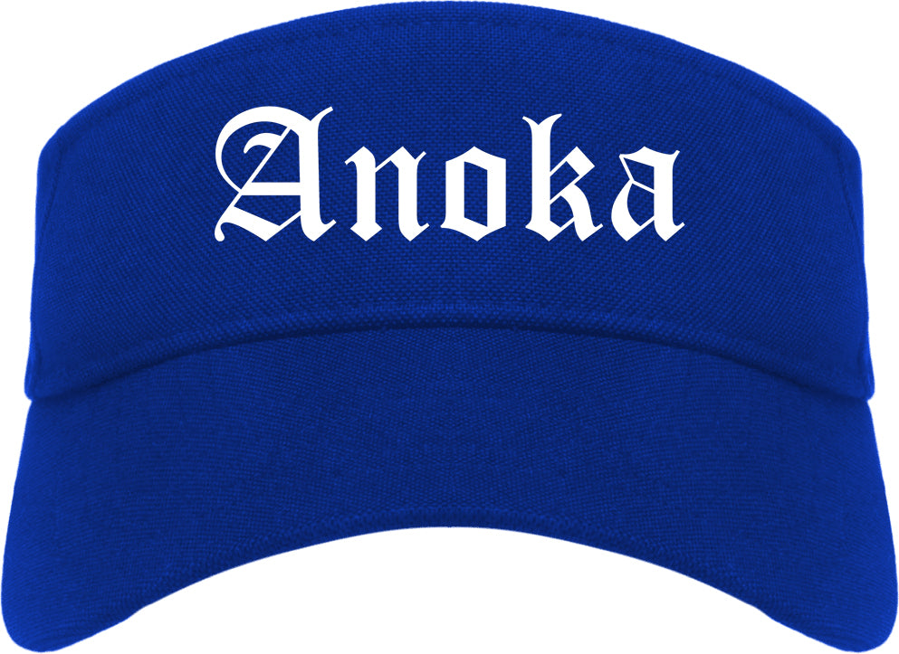 Anoka Minnesota MN Old English Mens Visor Cap Hat Royal Blue