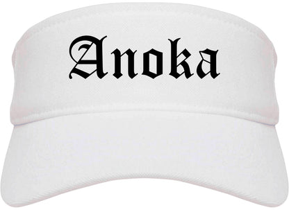 Anoka Minnesota MN Old English Mens Visor Cap Hat White