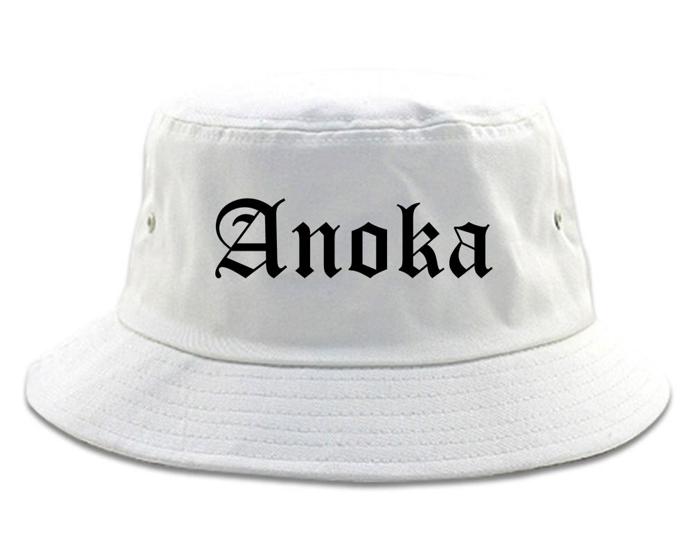 Anoka Minnesota MN Old English Mens Bucket Hat White