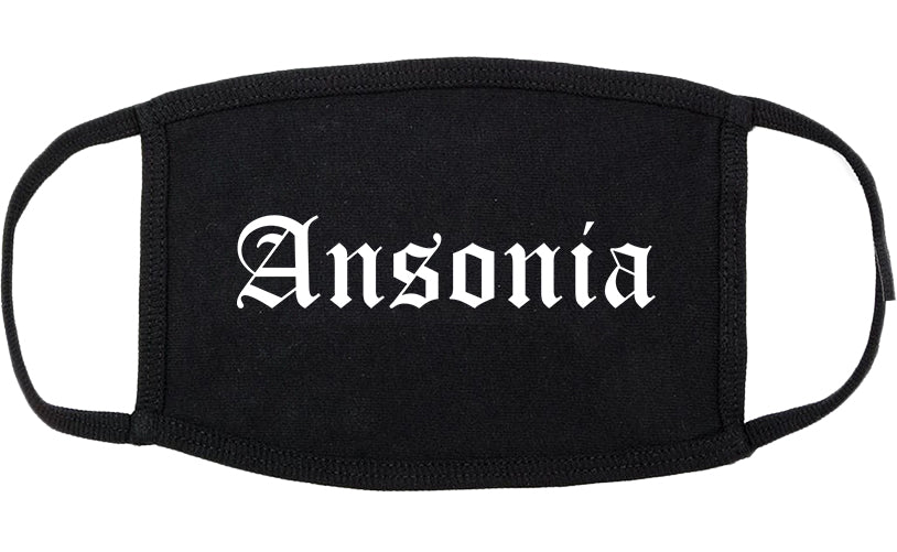 Ansonia Connecticut CT Old English Cotton Face Mask Black