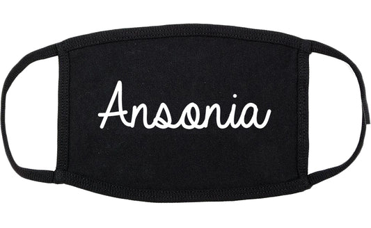 Ansonia Connecticut CT Script Cotton Face Mask Black