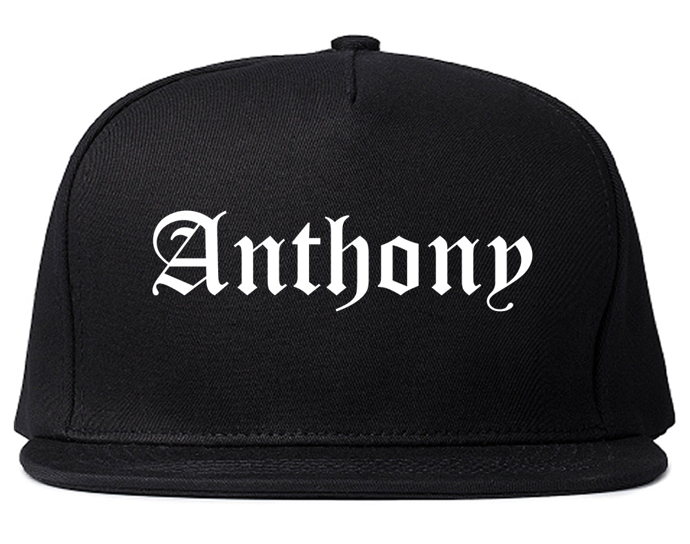 Anthony Texas TX Old English Mens Snapback Hat Black