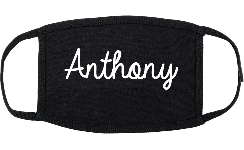 Anthony Texas TX Script Cotton Face Mask Black