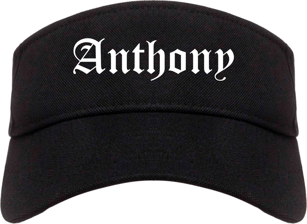 Anthony Texas TX Old English Mens Visor Cap Hat Black