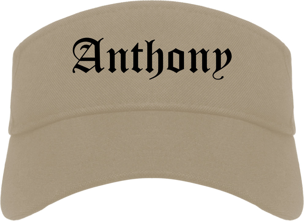 Anthony Texas TX Old English Mens Visor Cap Hat Khaki