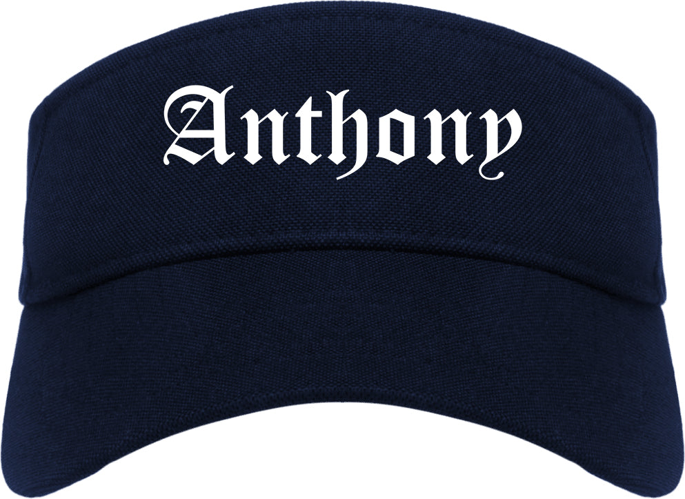 Anthony Texas TX Old English Mens Visor Cap Hat Navy Blue