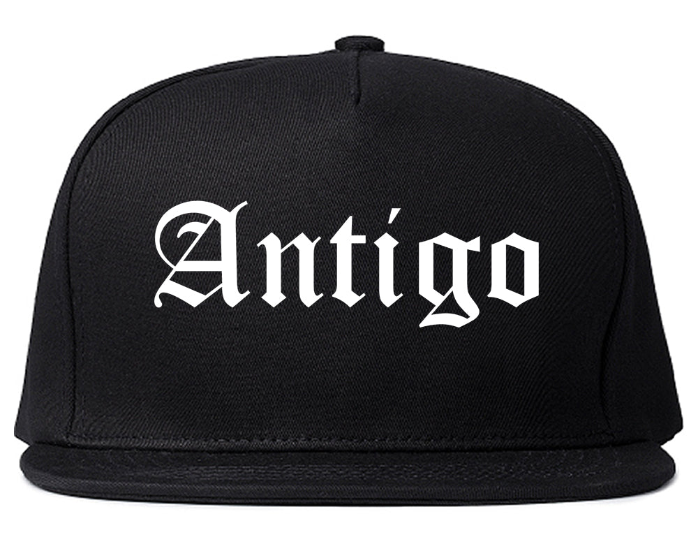 Antigo Wisconsin WI Old English Mens Snapback Hat Black