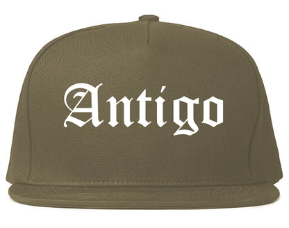 Antigo Wisconsin WI Old English Mens Snapback Hat Grey