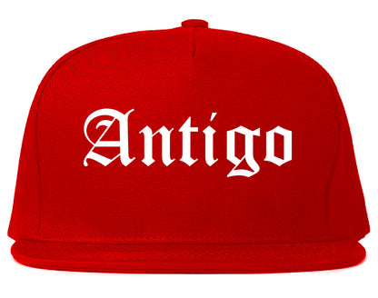 Antigo Wisconsin WI Old English Mens Snapback Hat Red