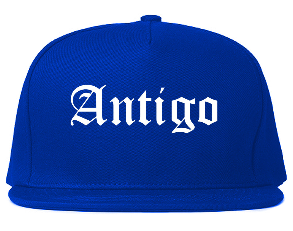 Antigo Wisconsin WI Old English Mens Snapback Hat Royal Blue
