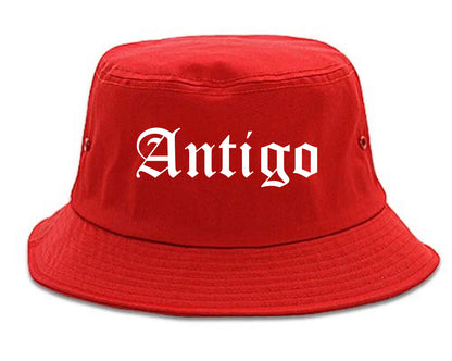 Antigo Wisconsin WI Old English Mens Bucket Hat Red