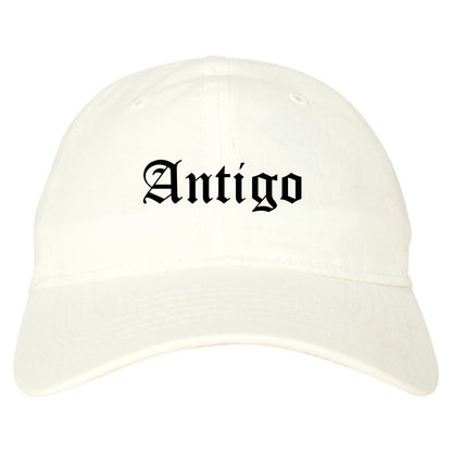 Antigo Wisconsin WI Old English Mens Dad Hat Baseball Cap White