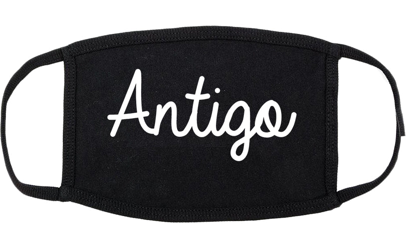 Antigo Wisconsin WI Script Cotton Face Mask Black